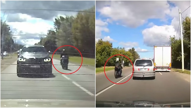 Motociklininko chuliganiškas vairavimas galėjo pasibaigti skaudžia nelaime: lėkė 140 km/val. greičiu