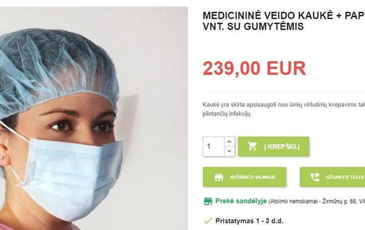 Kaukių kainos – kaip aukso: už apsaugos priemones prašo beveik 250 eurų