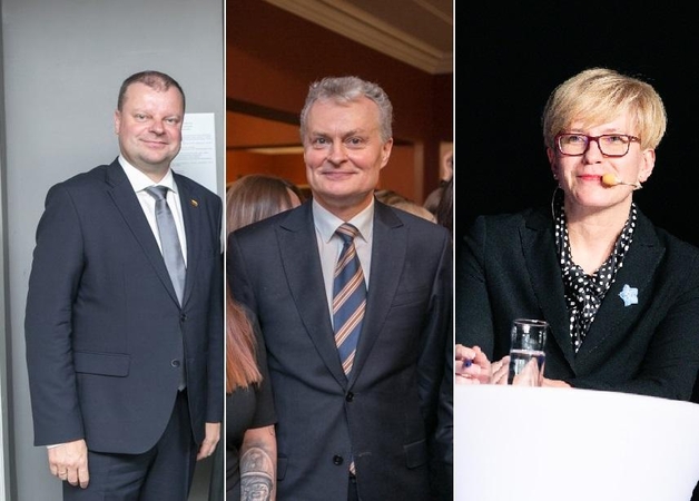 Saulius Skvernelis (kairėje), Gitanas Nausėda (viduryje), Ingrida Šimonytė (dešinėje)