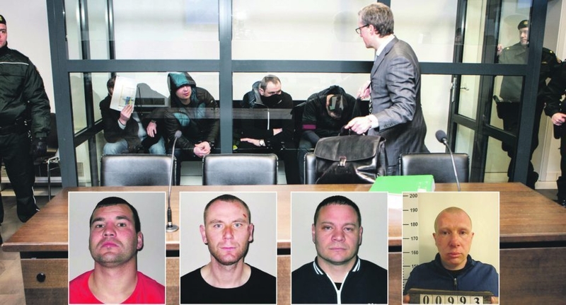 R.Mikočiūnas (iš kairės), G.Vaikšnoras, M.Ališauskas bei E.Mikučiauskas nuosprendžio laukė suimti.