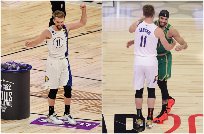 D. Sabonis įgūdžių rungtyje eliminavo čempioną, bet krito finale
