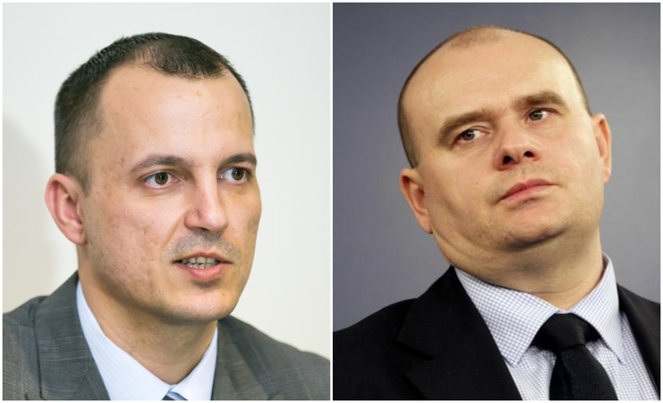Kauno apygardos prokuratūros prokuroras Donatas Puzinas (kairėje) ir Generalinės prokuratūros prokuroras Ugnius Vyčinas (dešinėje).