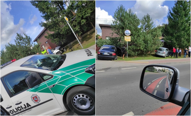 Avarija Ramučiuose: nukentėjo moteris, apgadinta tvora, nulaužta pušis