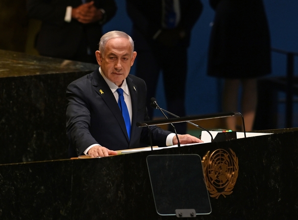„Hamas“ smerkia akivaizdų B. Netanyahu melą JT Generalinėje Asamblėjoje 
