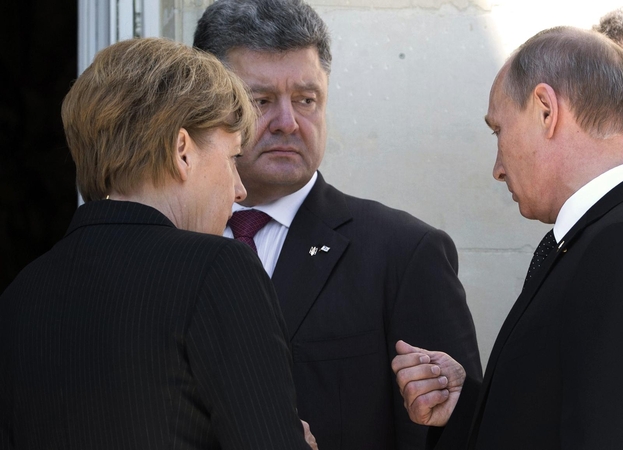 Rusijos, Vokietijos, Prancūzijos, Ukrainos lyderiai kalbėjosi apie krizę Ukrainoje 