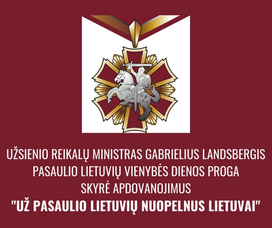 Pasaulio lietuvių vienybės proga garbės ženklu apdovanota JAV lietuvių bendruomenė