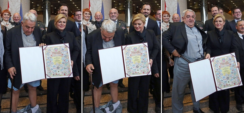 Komiška situacija: fotografuojantis su Kroatijos prezidente nusmuko kelnės